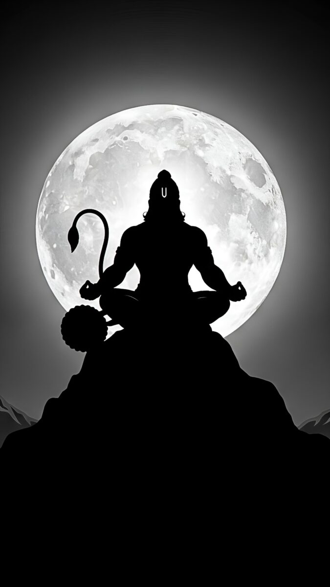 meditating lord hanuman with dark theme - hanuman dark wallpaper, bajrangbali dark wallpaper