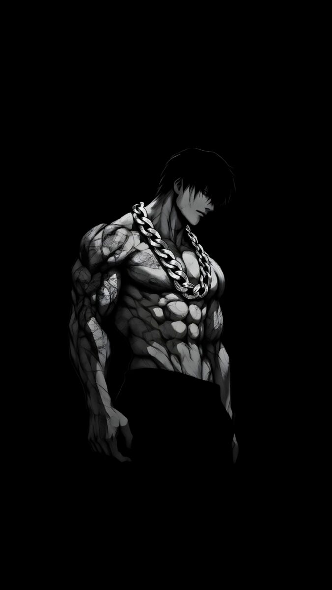 Animated gym boy on black background - Dark Anime Gym Boy Wallpaper , dark wallpaper, gym dark wallpaper.