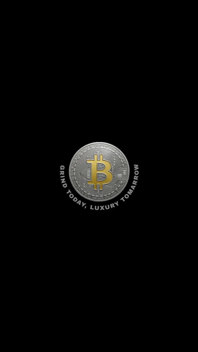 Motivational text with bitcoin icon on black background - Dark Rich Mindset Wallpaper,Billionaire mindset wallpaper,