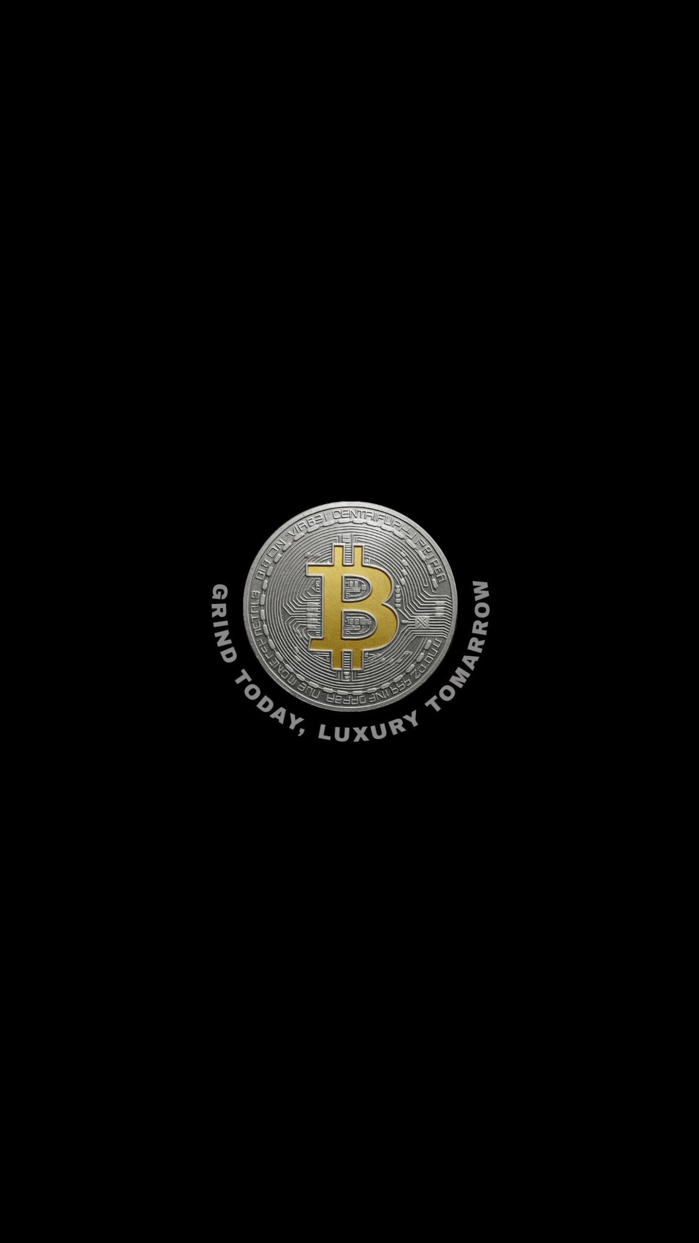 Motivational text with bitcoin icon on black background - Dark Rich Mindset Wallpaper,Billionaire mindset wallpaper,