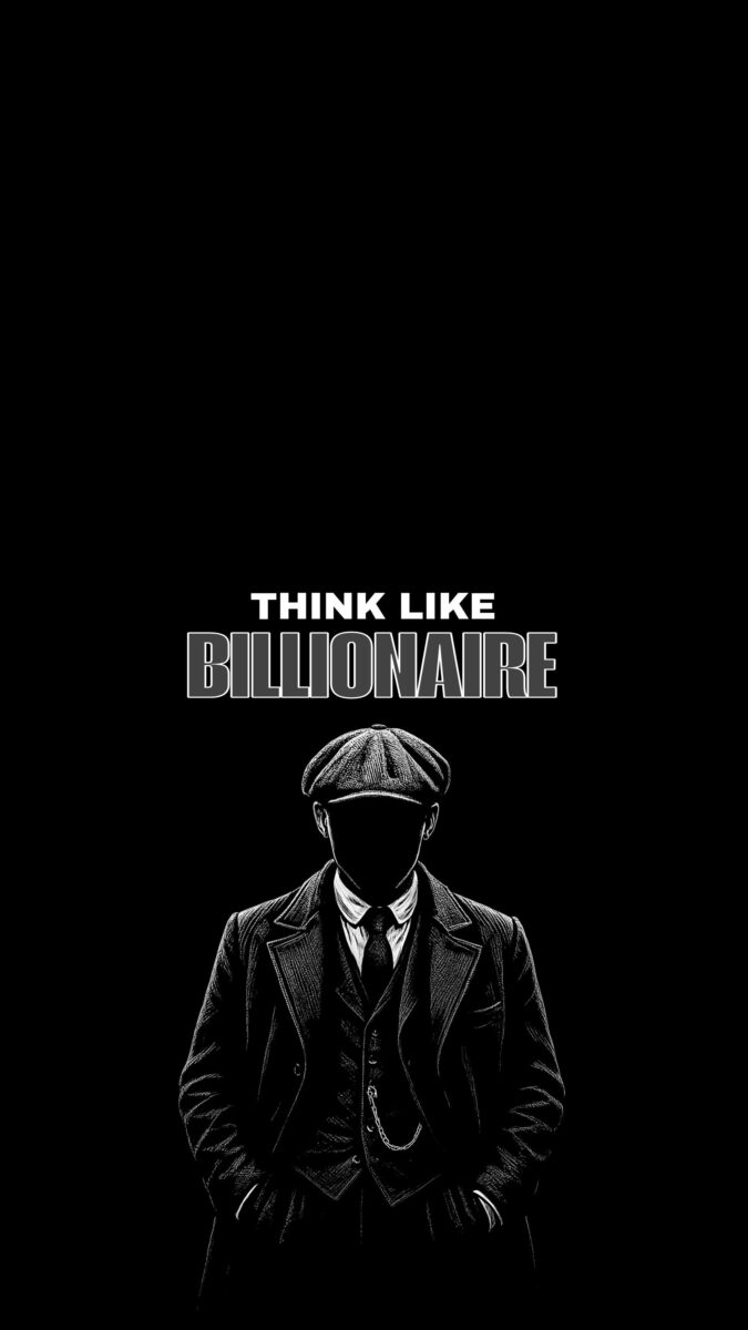 Thomas Shelby illustration with motivational quotes on black background - Dark Rich Mindset Wallpaper,Billionaire mindset wallpaper
