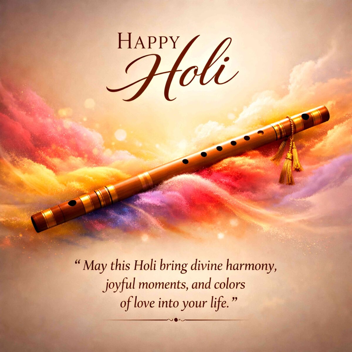 Happy Holi wishes images with colorful background and festive design.