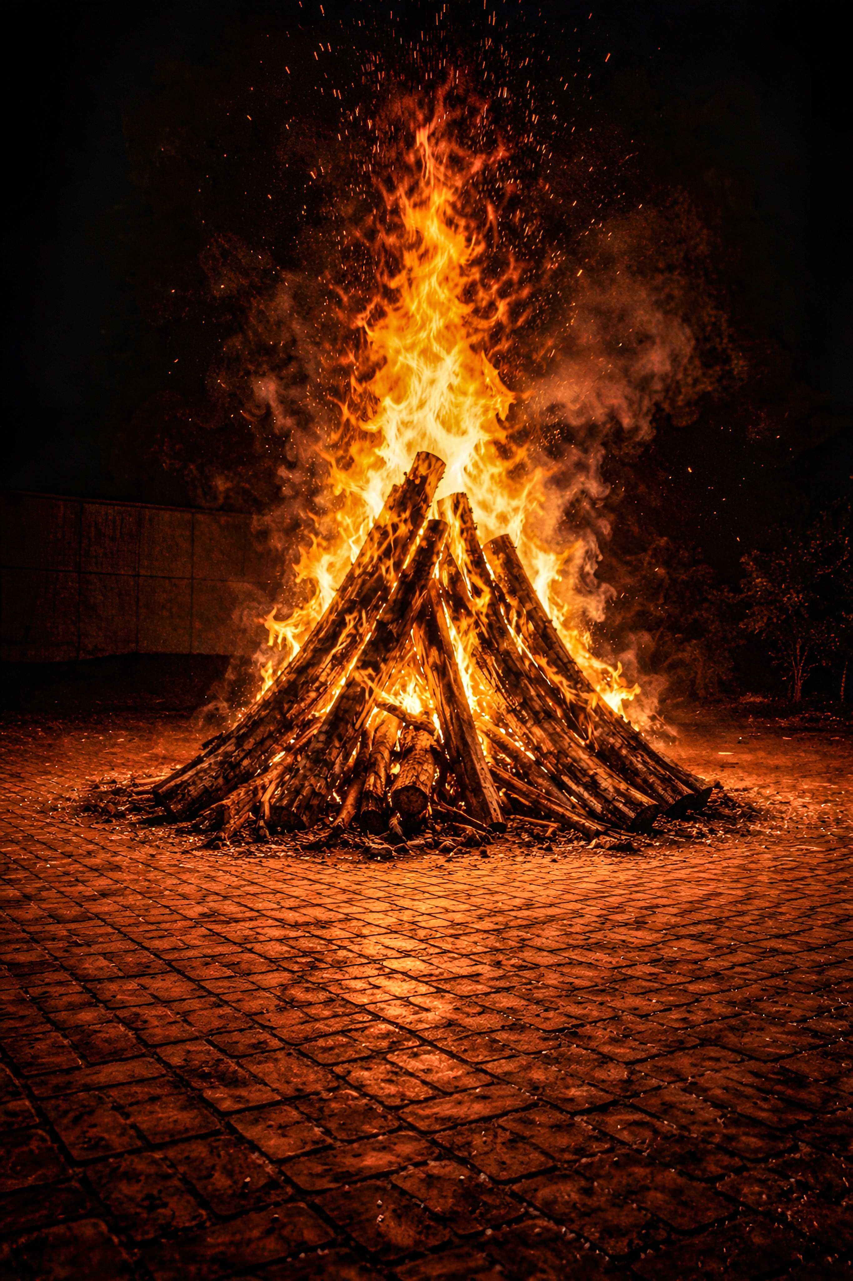 Holika dahan bone fire images and photo.
