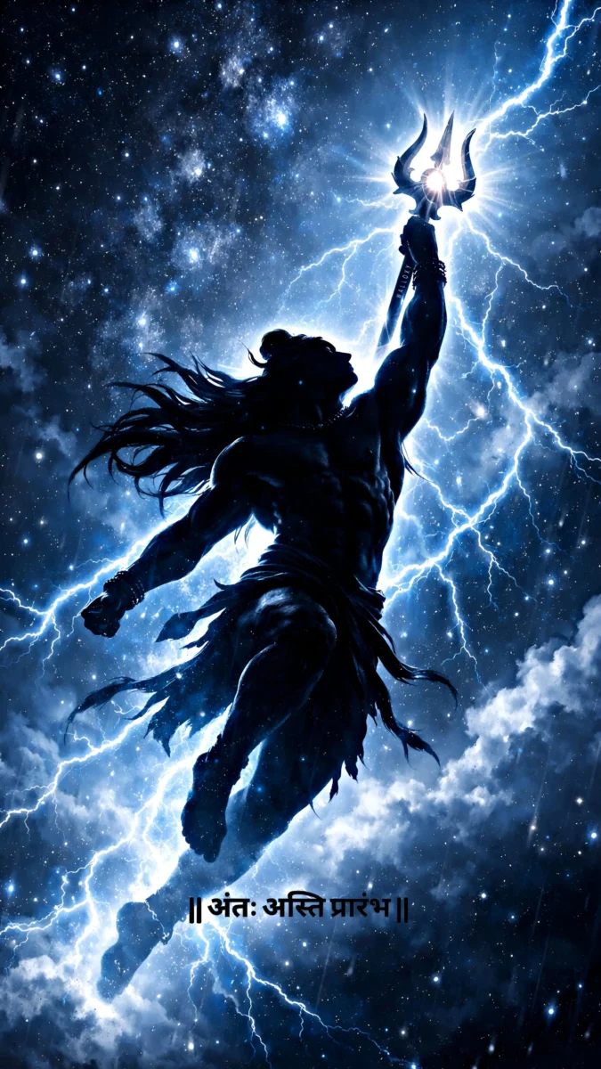 hd image and wallpaper of bholenath holding trishul with lightning sky background, best for bholenath wallpaper, bholenath pic, bholenath photo and picture.