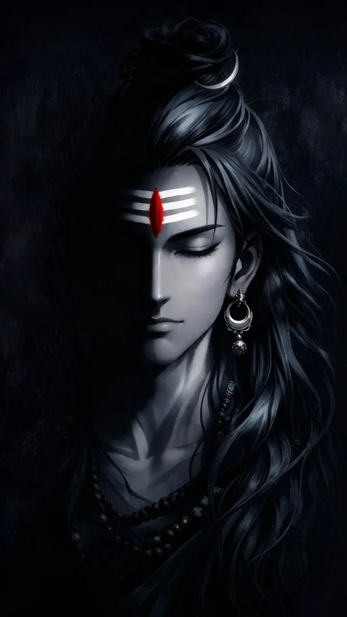 hd image and wallpaper of bholenath dark half face with red tilak, best for bholenath wallpaper, bholenath pic, bholenath photo and picture.