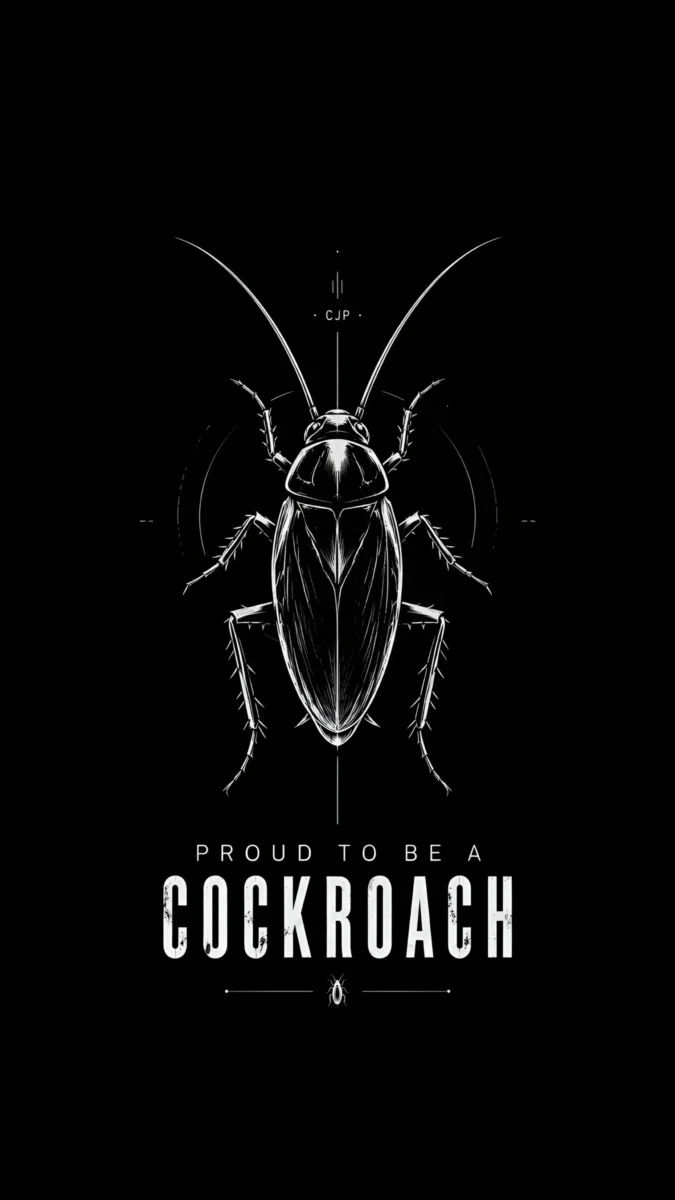 Hd image and wallpaper of a glowing cockroach symbol with dark minimalist typography on a black background, perfect for cockroach party, cockroach image, and cockroach party wallpaper.