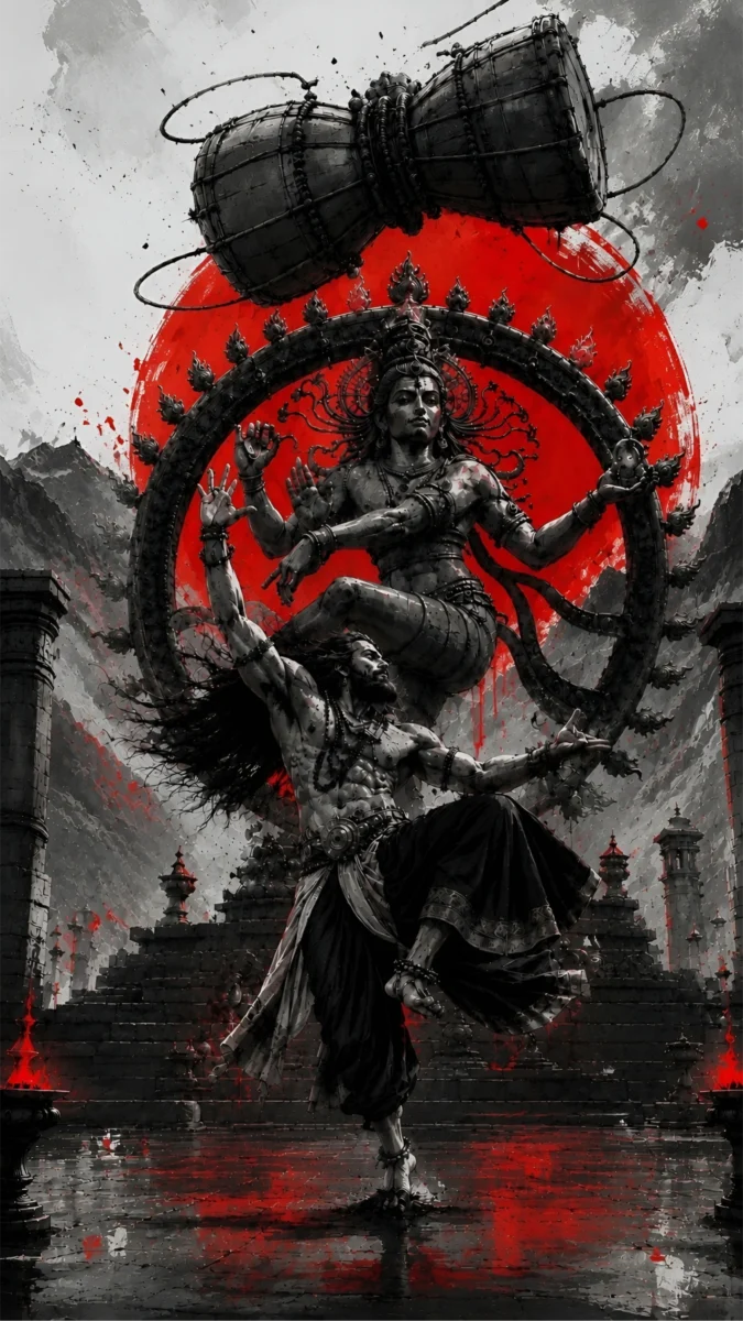 Hd image of Ravan performing Shiva Tandav beneath natraj murti, perfect for ravan hd wallpaper, ravan wallpaper hd, and ravan photo wallpaper.